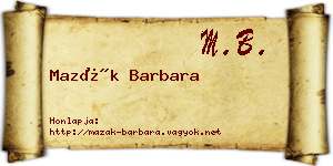 Mazák Barbara névjegykártya
